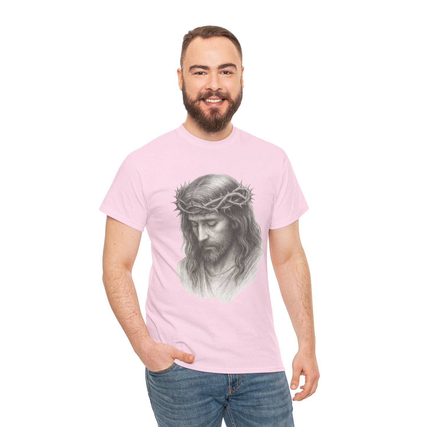 Jesus Crown of Thorns Unisex Heavy Cotton Tee, Faith T-Shirt, Christ Shirt, Religious Gift, Christian Apparel