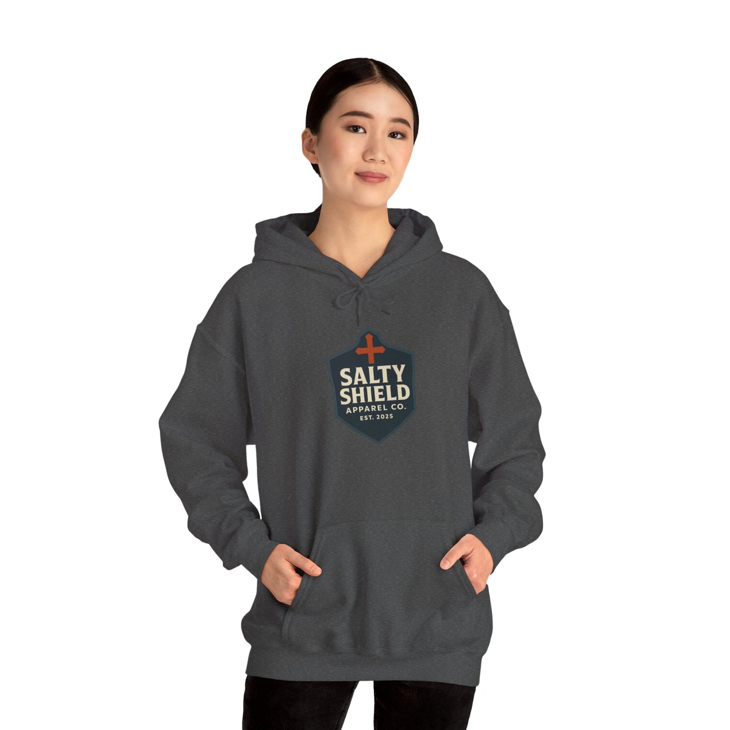 Salty Shield Unisex Hoodie, Casual Pullover, Gift for Him/Her, Cozy Sweatshirt, Everyday Wear, Christian Apparel