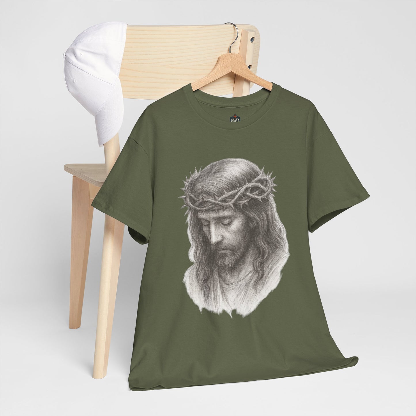 Jesus Crown of Thorns Unisex Heavy Cotton Tee, Faith T-Shirt, Christ Shirt, Religious Gift, Christian Apparel