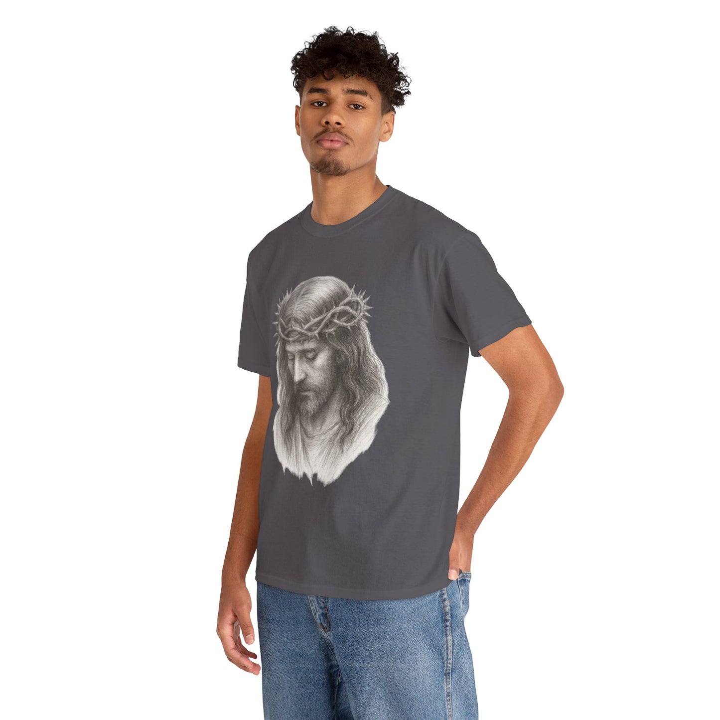Jesus Crown of Thorns Unisex Heavy Cotton Tee, Faith T-Shirt, Christ Shirt, Religious Gift, Christian Apparel