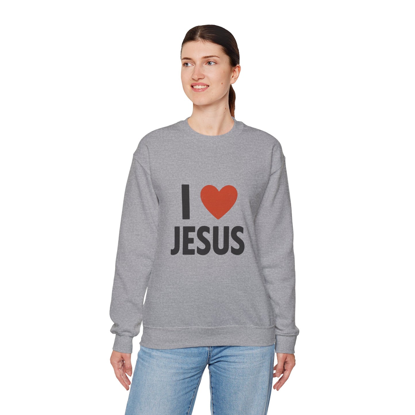 Religious Sweatshirt, Christian Crewneck Jumper, I Heart Jesus Comfy Shirt, Religious Gift, Unisex Religious Sweater, Christian Apparel