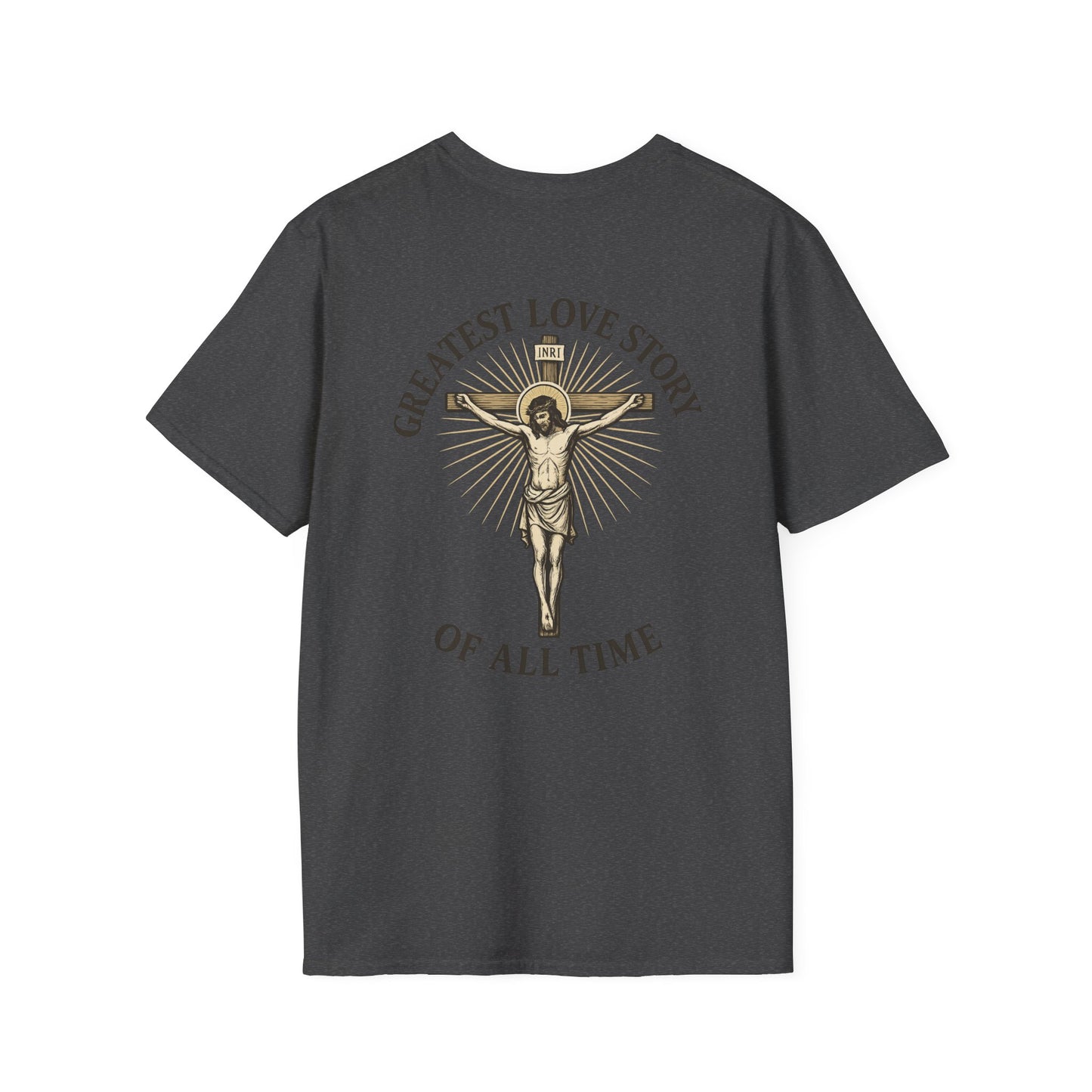 Religious Jesus Greatest Love Story Softstyle T-Shirt Tee Shirt Christian Apparel, Unisex Graphic Tee, Salty Shield Design