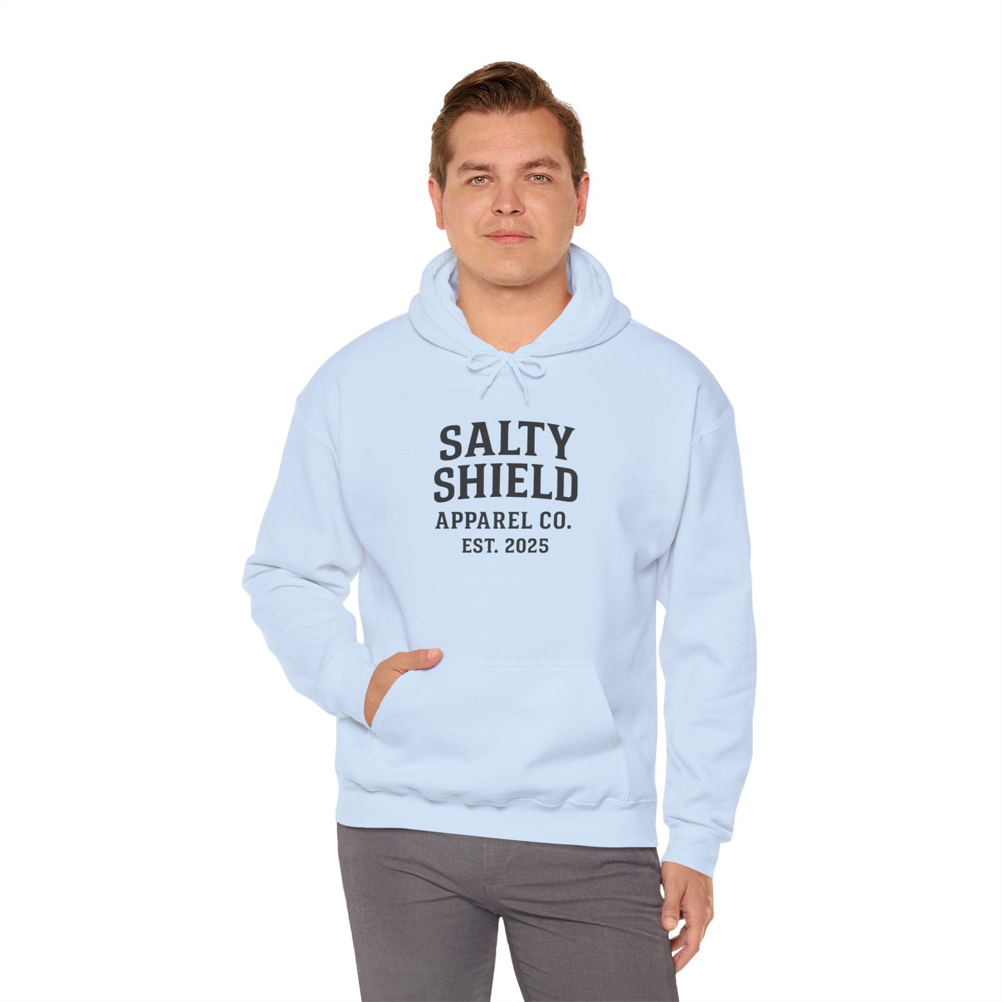 Salty Shield University Hoodie - Cozy Unisex Sweatshirt, Perfect for Casual Days, Gift for Friends, Summer Beach Vibes, Year-Round Comfort
