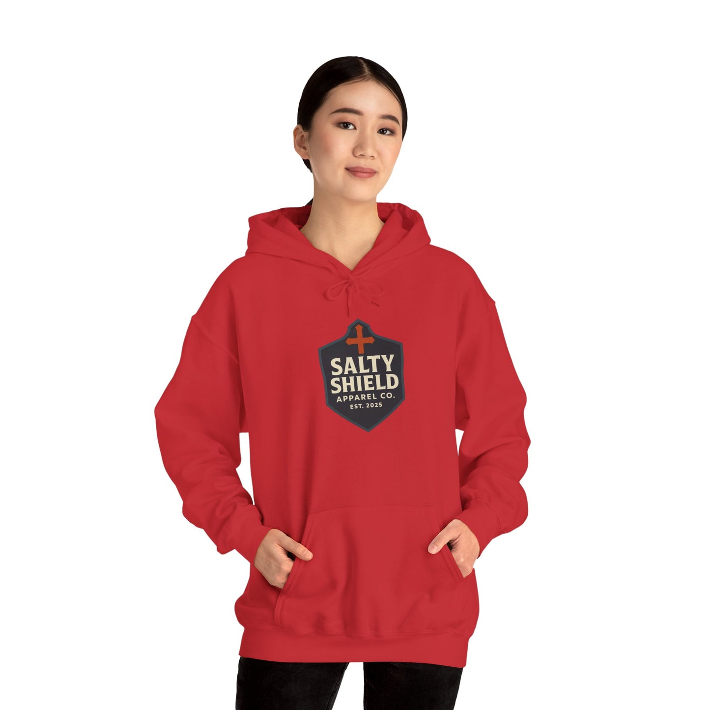Salty Shield Unisex Hoodie, Casual Pullover, Gift for Him/Her, Cozy Sweatshirt, Everyday Wear, Christian Apparel