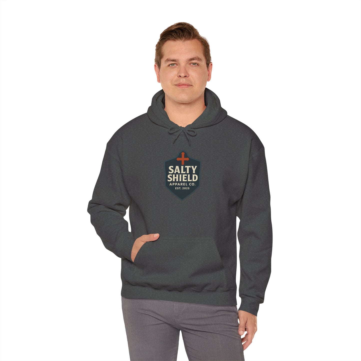 Salty Shield Unisex Hoodie, Casual Pullover, Gift for Him/Her, Cozy Sweatshirt, Everyday Wear, Christian Apparel