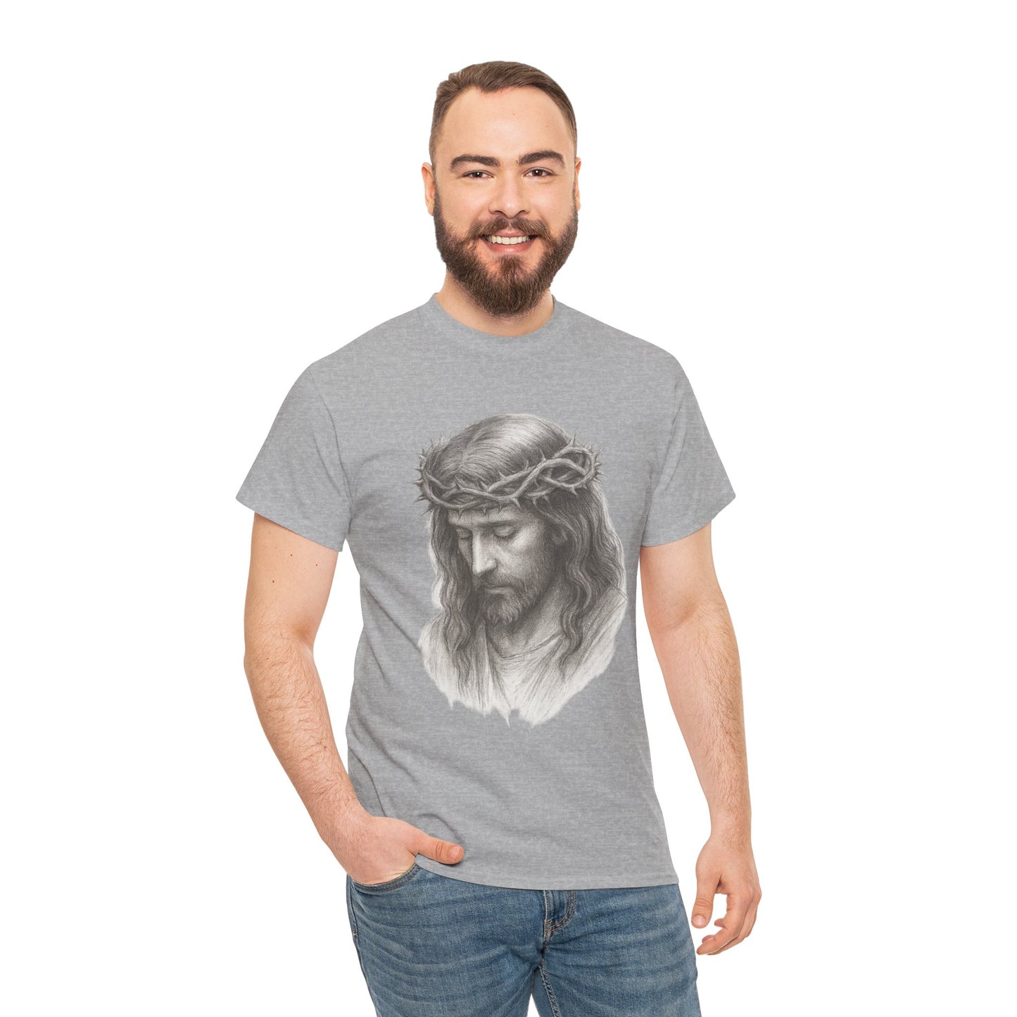 Jesus Crown of Thorns Unisex Heavy Cotton Tee, Faith T-Shirt, Christ Shirt, Religious Gift, Christian Apparel