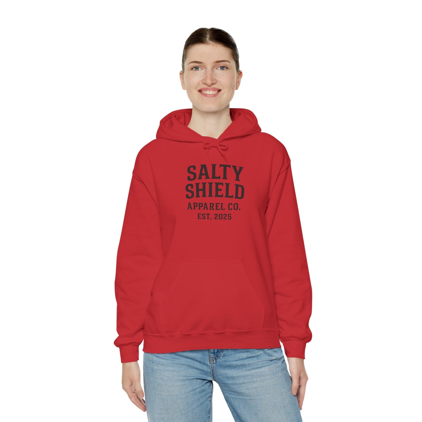 Salty Shield University Hoodie - Cozy Unisex Sweatshirt, Perfect for Casual Days, Gift for Friends, Summer Beach Vibes, Year-Round Comfort