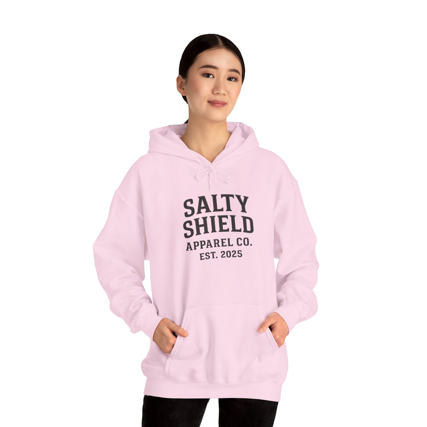 Salty Shield University Hoodie - Cozy Unisex Sweatshirt, Perfect for Casual Days, Gift for Friends, Summer Beach Vibes, Year-Round Comfort