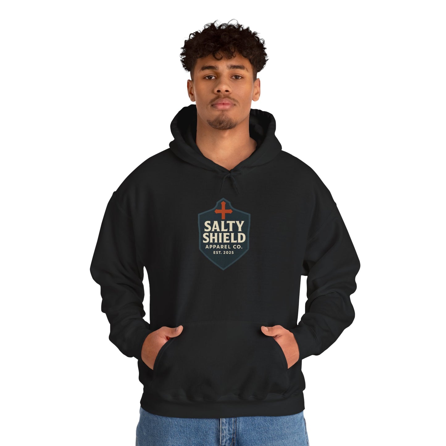 Salty Shield Unisex Hoodie, Casual Pullover, Gift for Him/Her, Cozy Sweatshirt, Everyday Wear, Christian Apparel