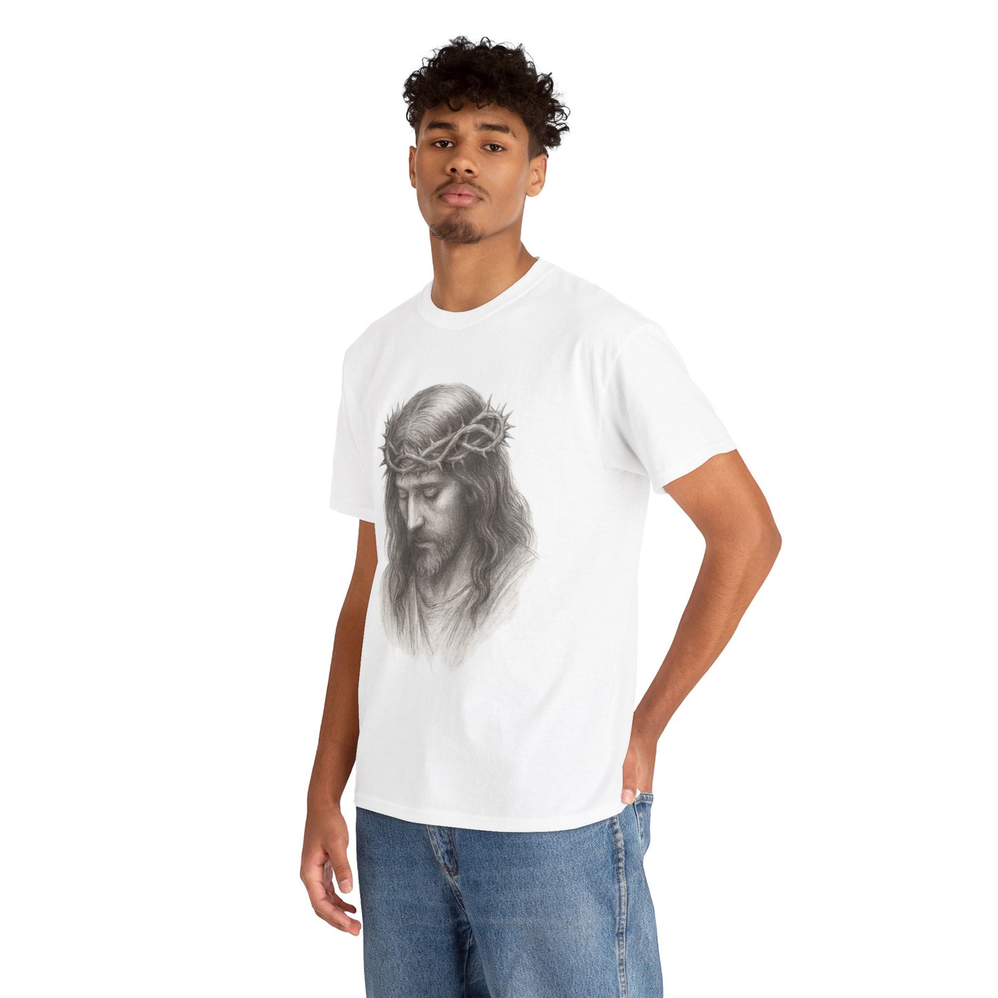 Jesus Crown of Thorns Unisex Heavy Cotton Tee, Faith T-Shirt, Christ Shirt, Religious Gift, Christian Apparel