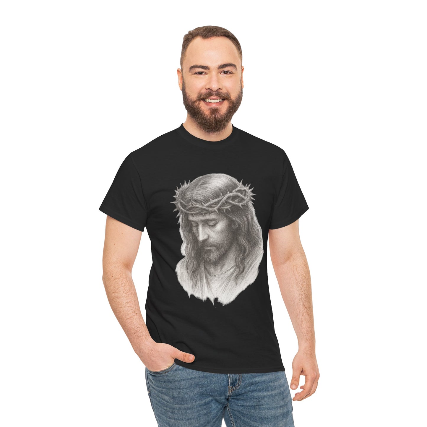 Jesus Crown of Thorns Unisex Heavy Cotton Tee, Faith T-Shirt, Christ Shirt, Religious Gift, Christian Apparel