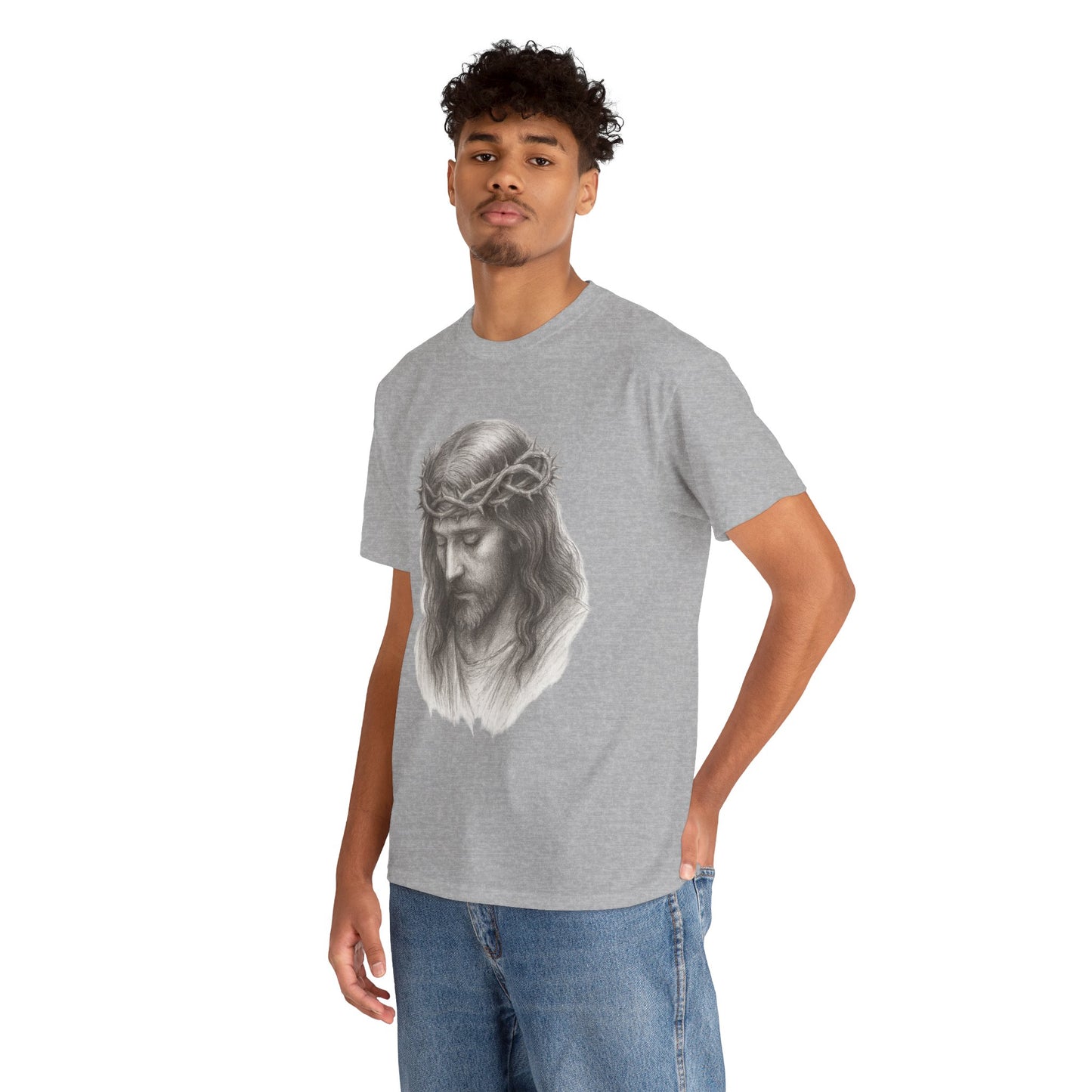 Jesus Crown of Thorns Unisex Heavy Cotton Tee, Faith T-Shirt, Christ Shirt, Religious Gift, Christian Apparel