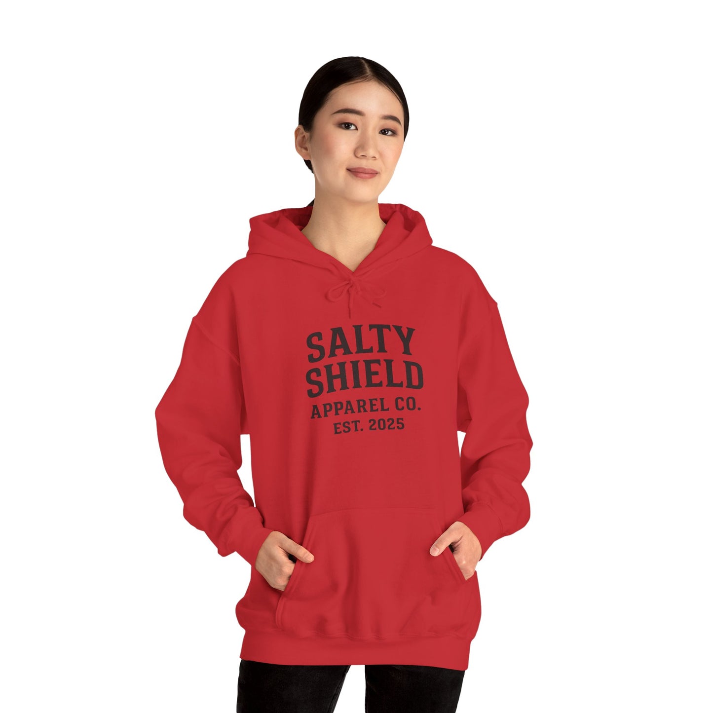 Salty Shield University Hoodie - Cozy Unisex Sweatshirt, Perfect for Casual Days, Gift for Friends, Summer Beach Vibes, Year-Round Comfort