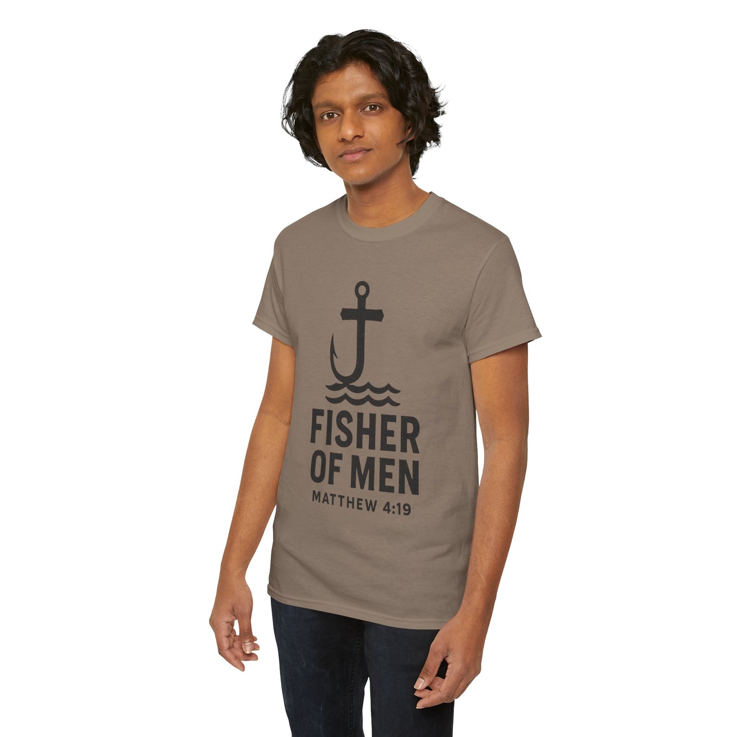 Fisher of Men Unisex Heavy Cotton Tee - Inspirational Gift, Casual Wear, Christian Faith Shirt, Lightweight Comfort, Everyday Style