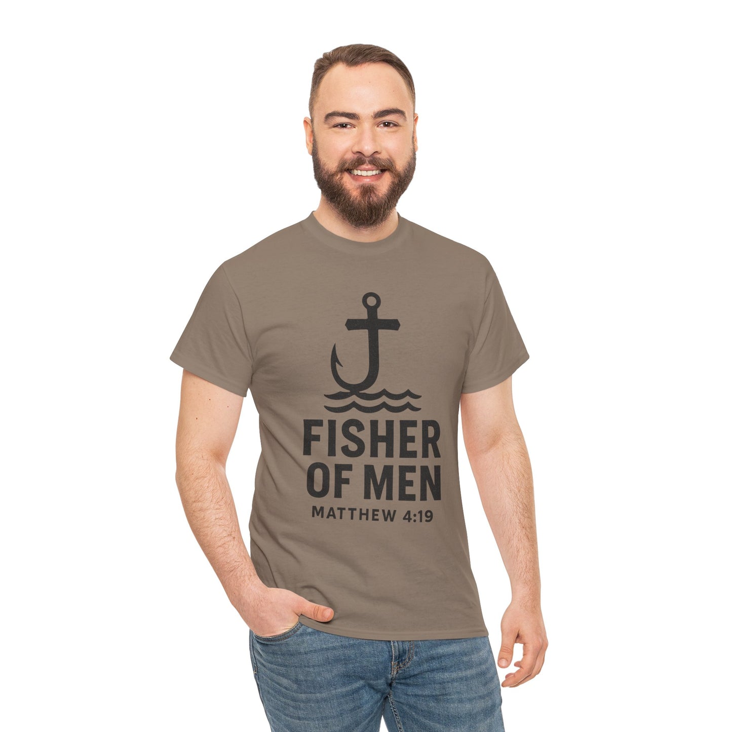 Fisher of Men Unisex Heavy Cotton Tee - Inspirational Gift, Casual Wear, Christian Faith Shirt, Lightweight Comfort, Everyday Style
