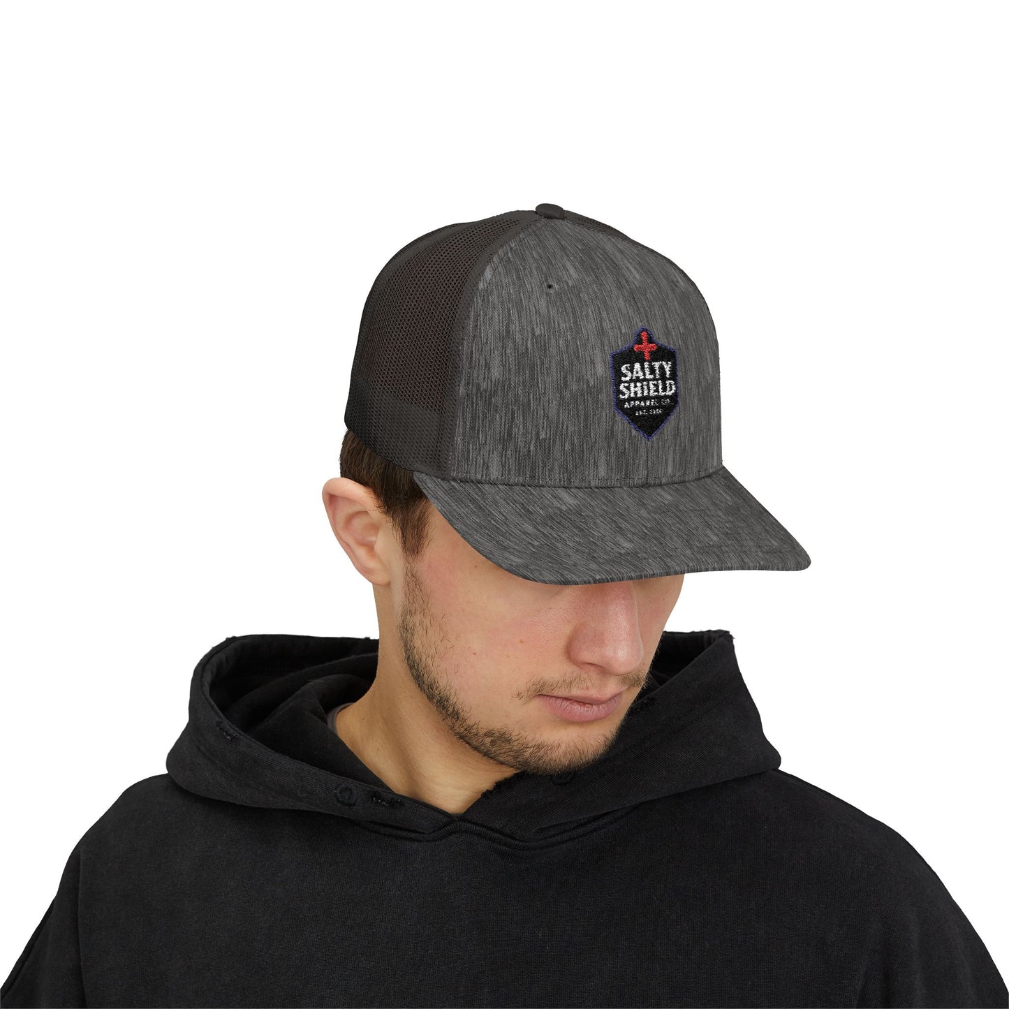 Salty Shield Snapback Trucker Cap - Stylish Headwear for Beach Lovers, Outdoor Adventures, Summer Fashion, Gifts for Him/Her