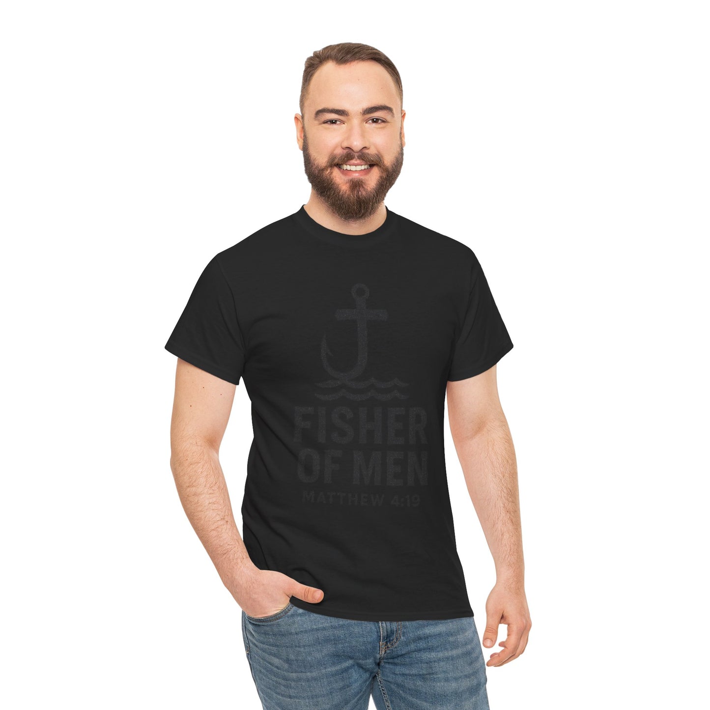 Fisher of Men Unisex Heavy Cotton Tee - Inspirational Gift, Casual Wear, Christian Faith Shirt, Lightweight Comfort, Everyday Style