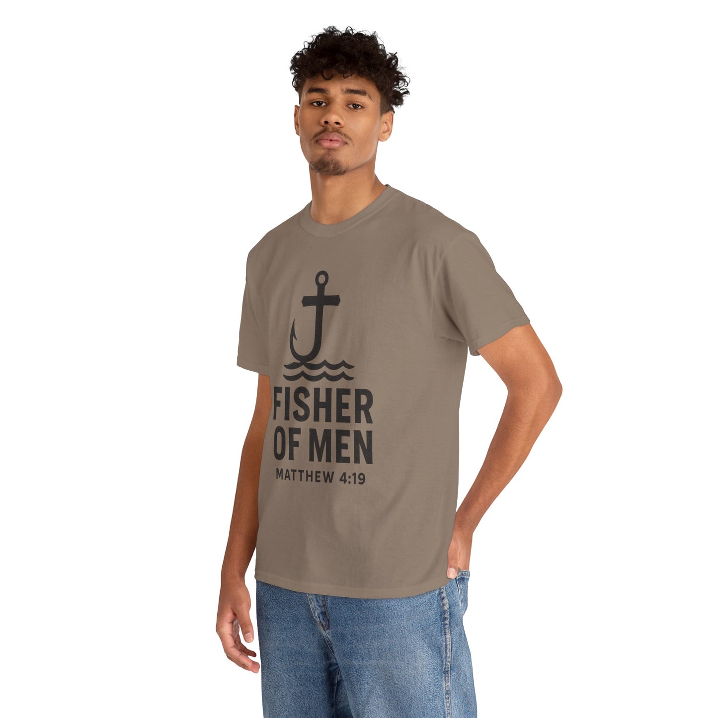 Fisher of Men Unisex Heavy Cotton Tee - Inspirational Gift, Casual Wear, Christian Faith Shirt, Lightweight Comfort, Everyday Style