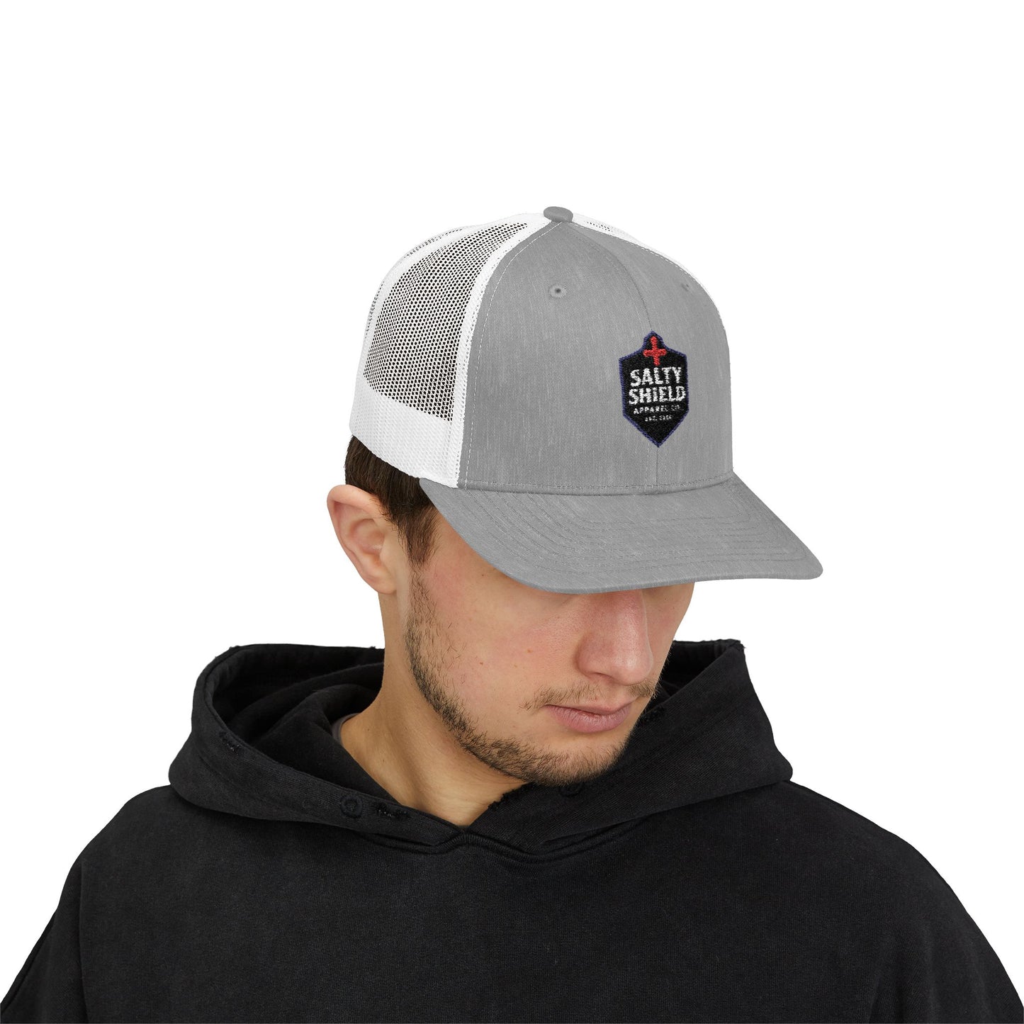 Salty Shield Snapback Trucker Cap - Stylish Headwear for Beach Lovers, Outdoor Adventures, Summer Fashion, Gifts for Him/Her
