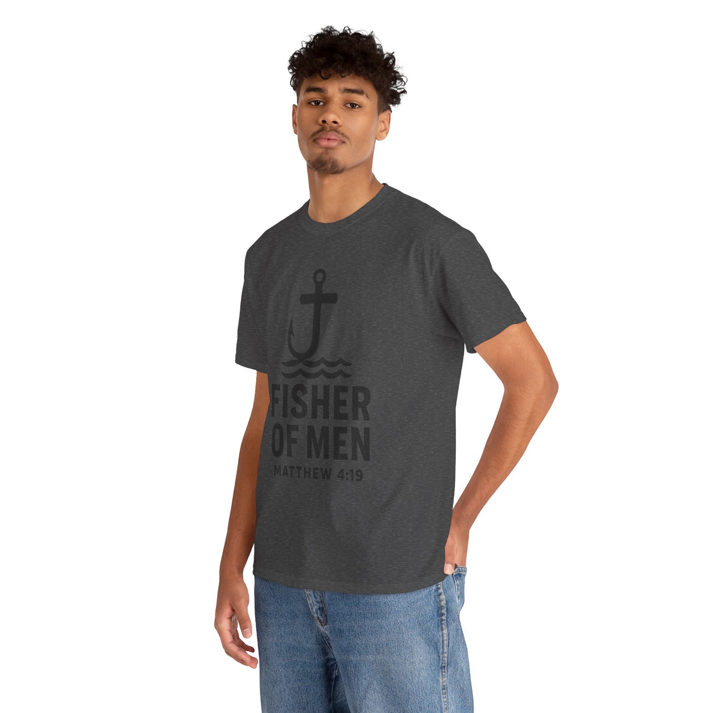 Fisher of Men Unisex Heavy Cotton Tee - Inspirational Gift, Casual Wear, Christian Faith Shirt, Lightweight Comfort, Everyday Style
