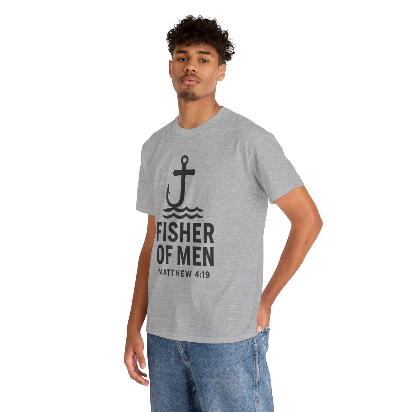 Fisher of Men Unisex Heavy Cotton Tee - Inspirational Gift, Casual Wear, Christian Faith Shirt, Lightweight Comfort, Everyday Style