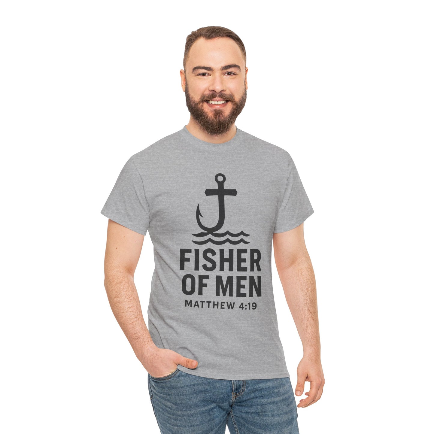 Fisher of Men Unisex Heavy Cotton Tee - Inspirational Gift, Casual Wear, Christian Faith Shirt, Lightweight Comfort, Everyday Style