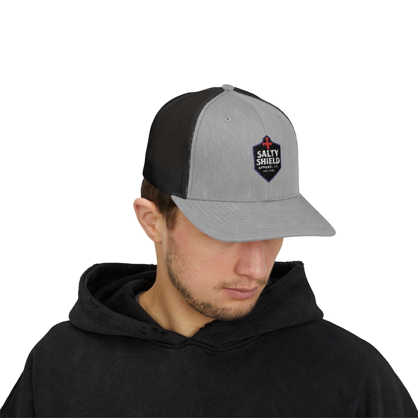 Salty Shield Snapback Trucker Cap - Stylish Headwear for Beach Lovers, Outdoor Adventures, Summer Fashion, Gifts for Him/Her