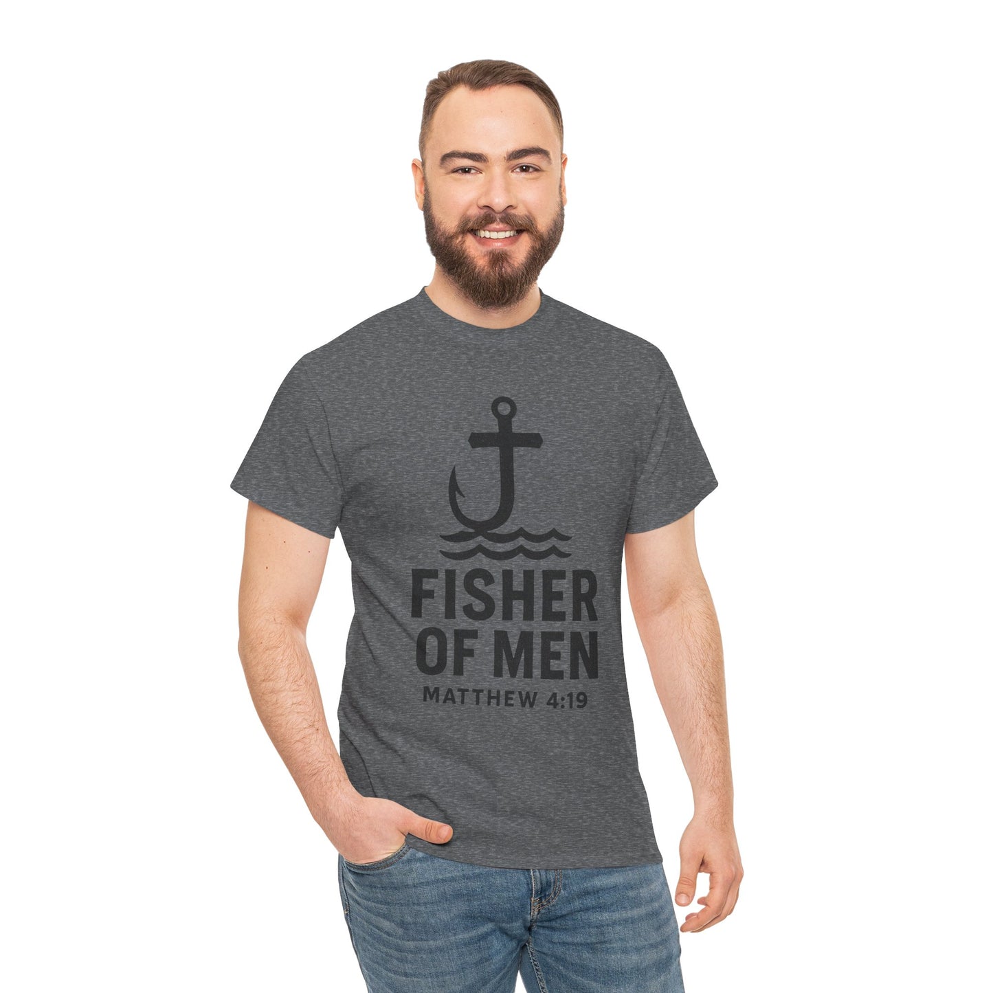 Fisher of Men Unisex Heavy Cotton Tee - Inspirational Gift, Casual Wear, Christian Faith Shirt, Lightweight Comfort, Everyday Style