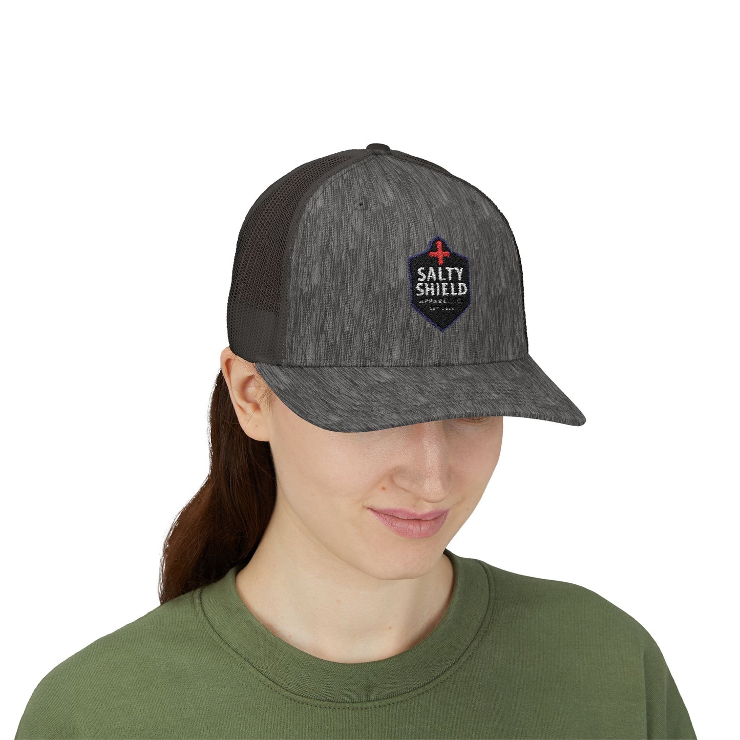 Salty Shield Snapback Trucker Cap - Stylish Headwear for Beach Lovers, Outdoor Adventures, Summer Fashion, Gifts for Him/Her