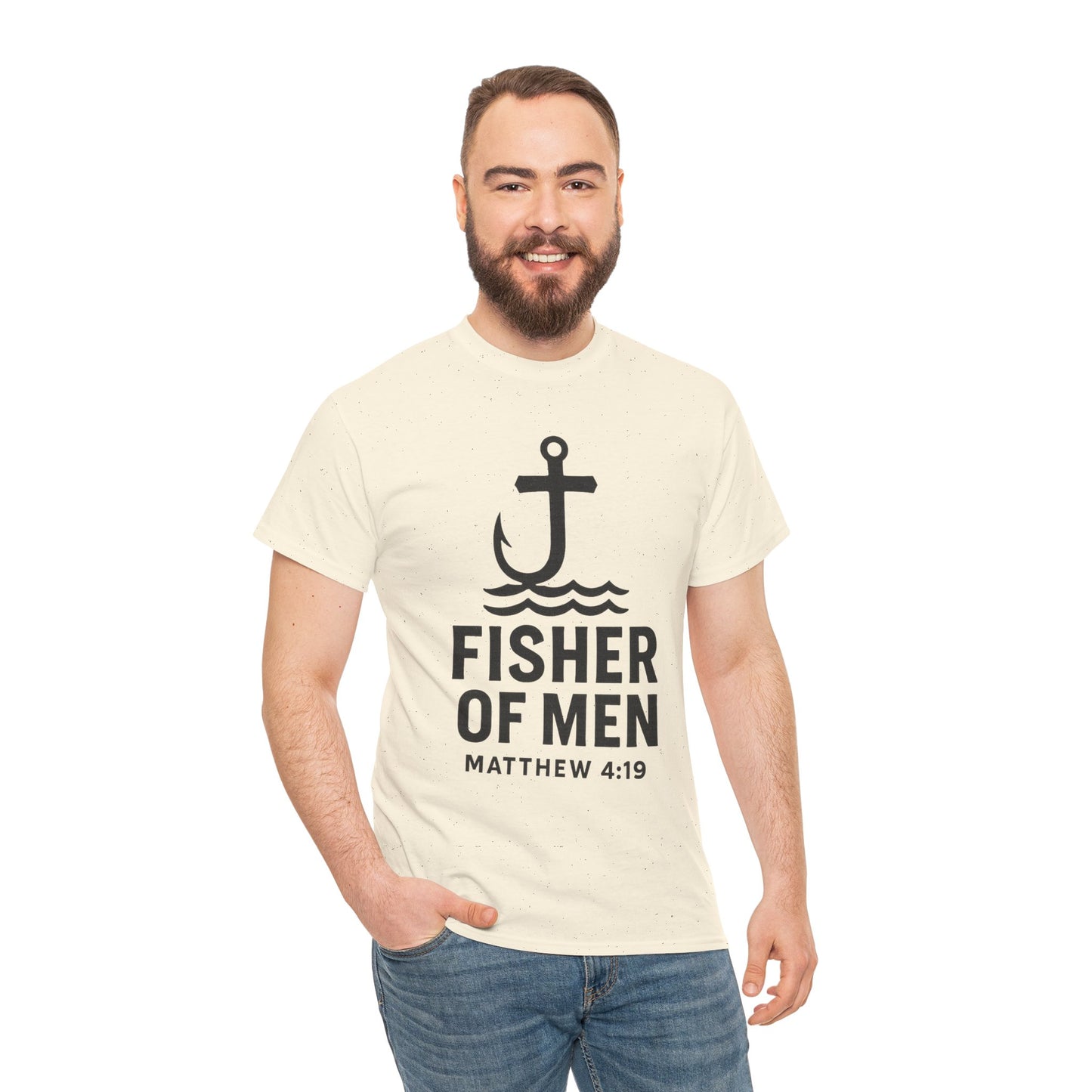 Fisher of Men Unisex Heavy Cotton Tee - Inspirational Gift, Casual Wear, Christian Faith Shirt, Lightweight Comfort, Everyday Style