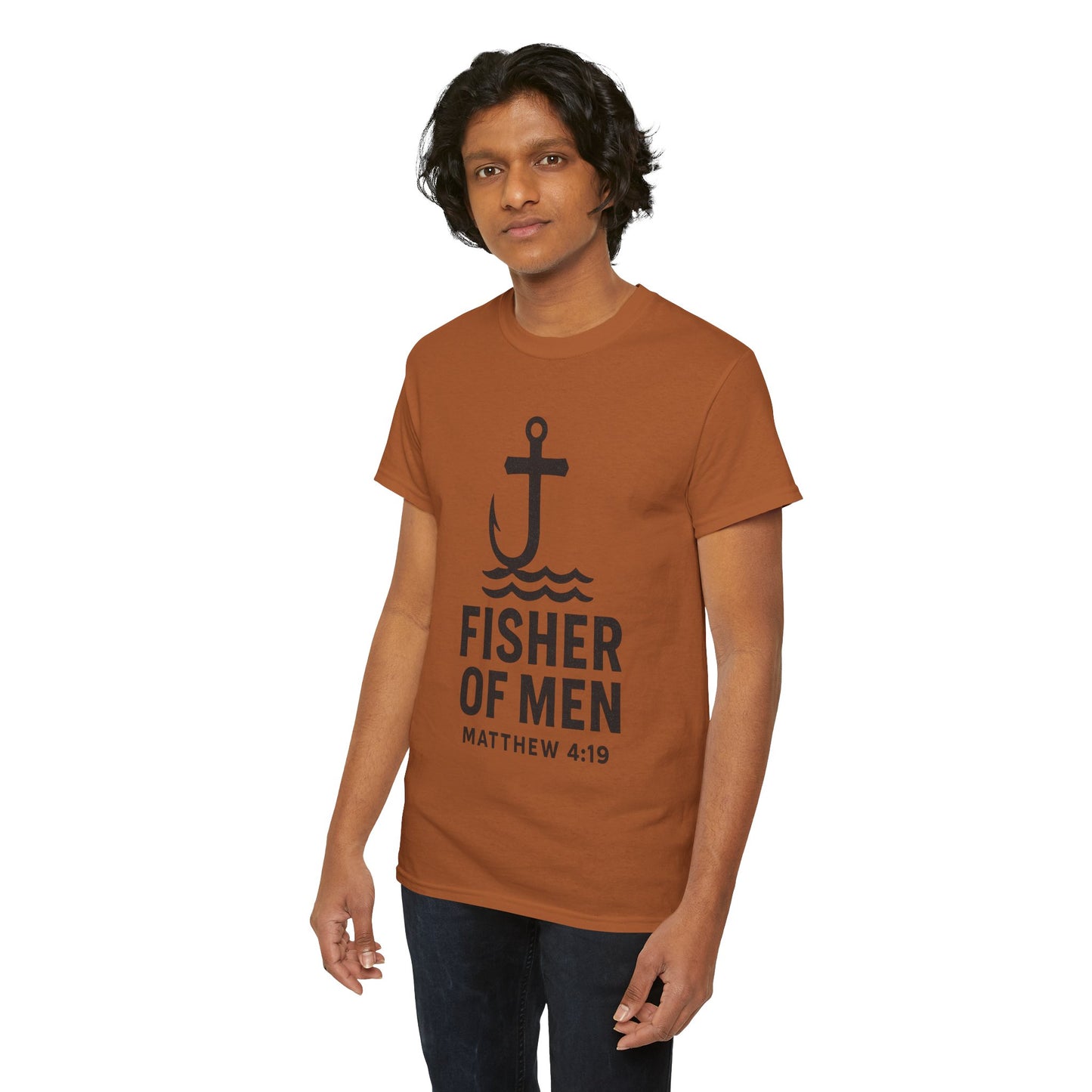 Fisher of Men Unisex Heavy Cotton Tee - Inspirational Gift, Casual Wear, Christian Faith Shirt, Lightweight Comfort, Everyday Style