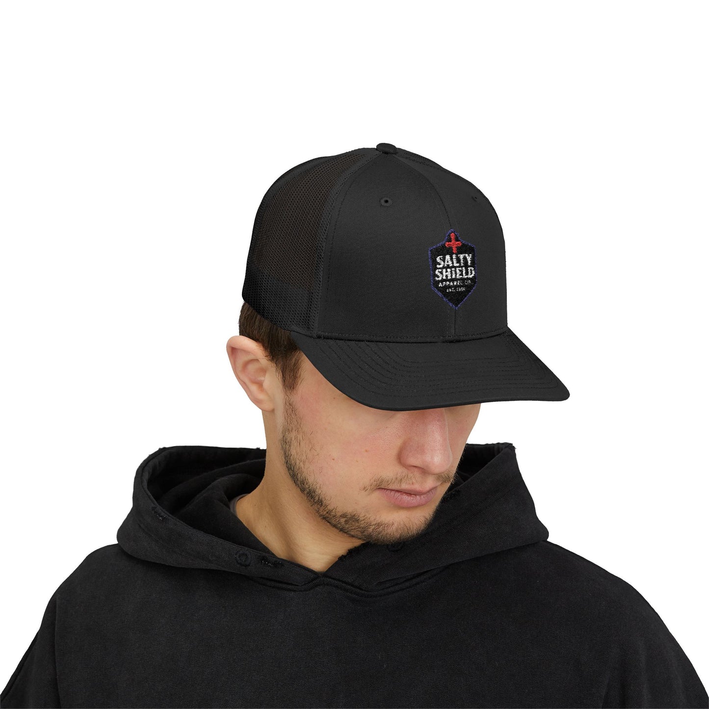Salty Shield Snapback Trucker Cap - Stylish Headwear for Beach Lovers, Outdoor Adventures, Summer Fashion, Gifts for Him/Her