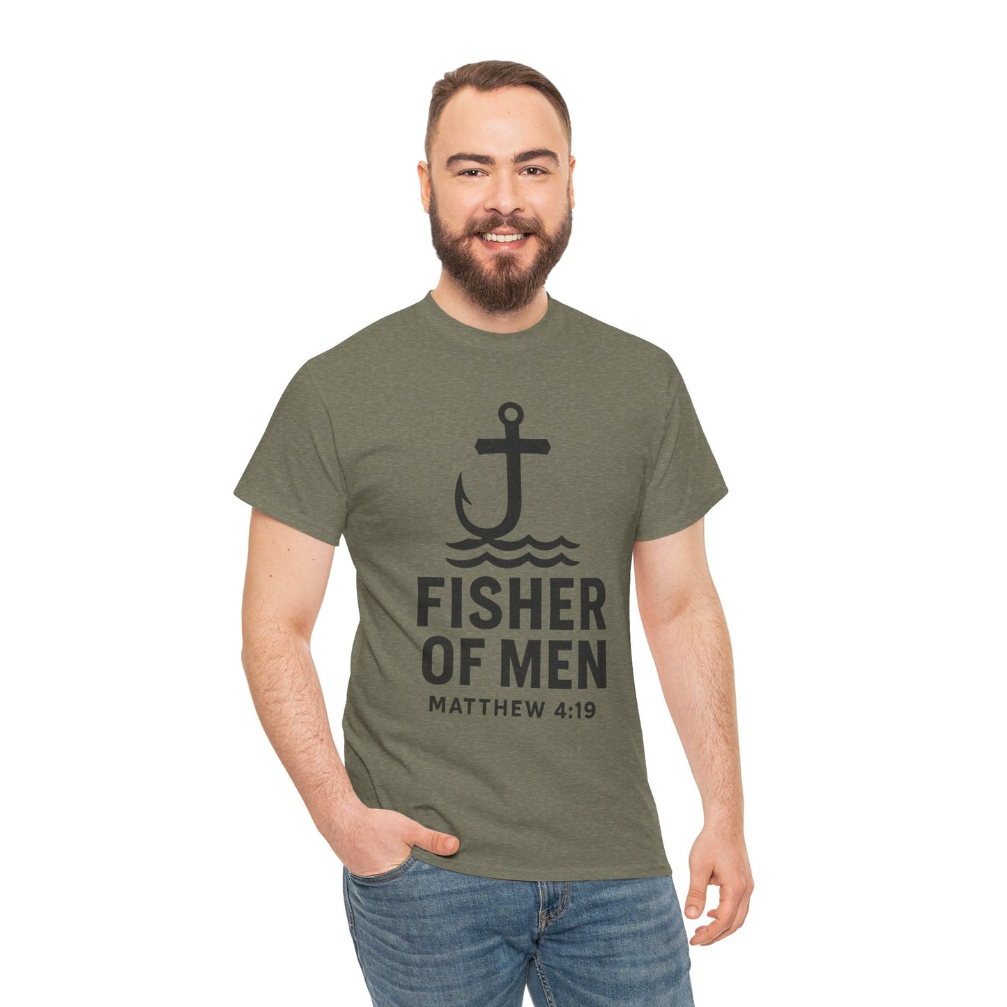 Fisher of Men Unisex Heavy Cotton Tee - Inspirational Gift, Casual Wear, Christian Faith Shirt, Lightweight Comfort, Everyday Style
