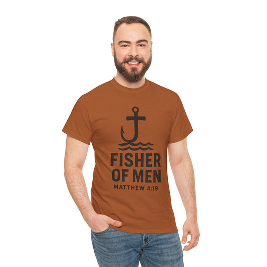 Fisher of Men Unisex Heavy Cotton Tee - Inspirational Gift, Casual Wear, Christian Faith Shirt, Lightweight Comfort, Everyday Style