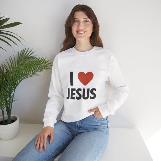 Religious Sweatshirt, Christian Crewneck Jumper, I Heart Jesus Comfy Shirt, Religious Gift, Unisex Religious Sweater, Christian Apparel