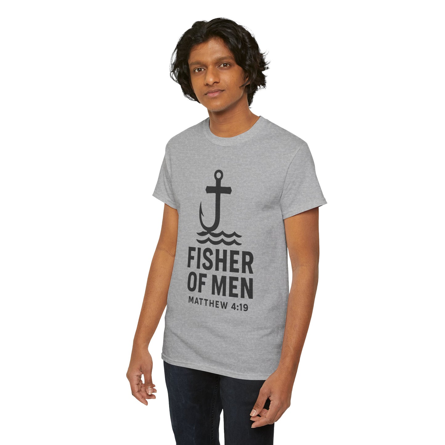 Fisher of Men Unisex Heavy Cotton Tee - Inspirational Gift, Casual Wear, Christian Faith Shirt, Lightweight Comfort, Everyday Style