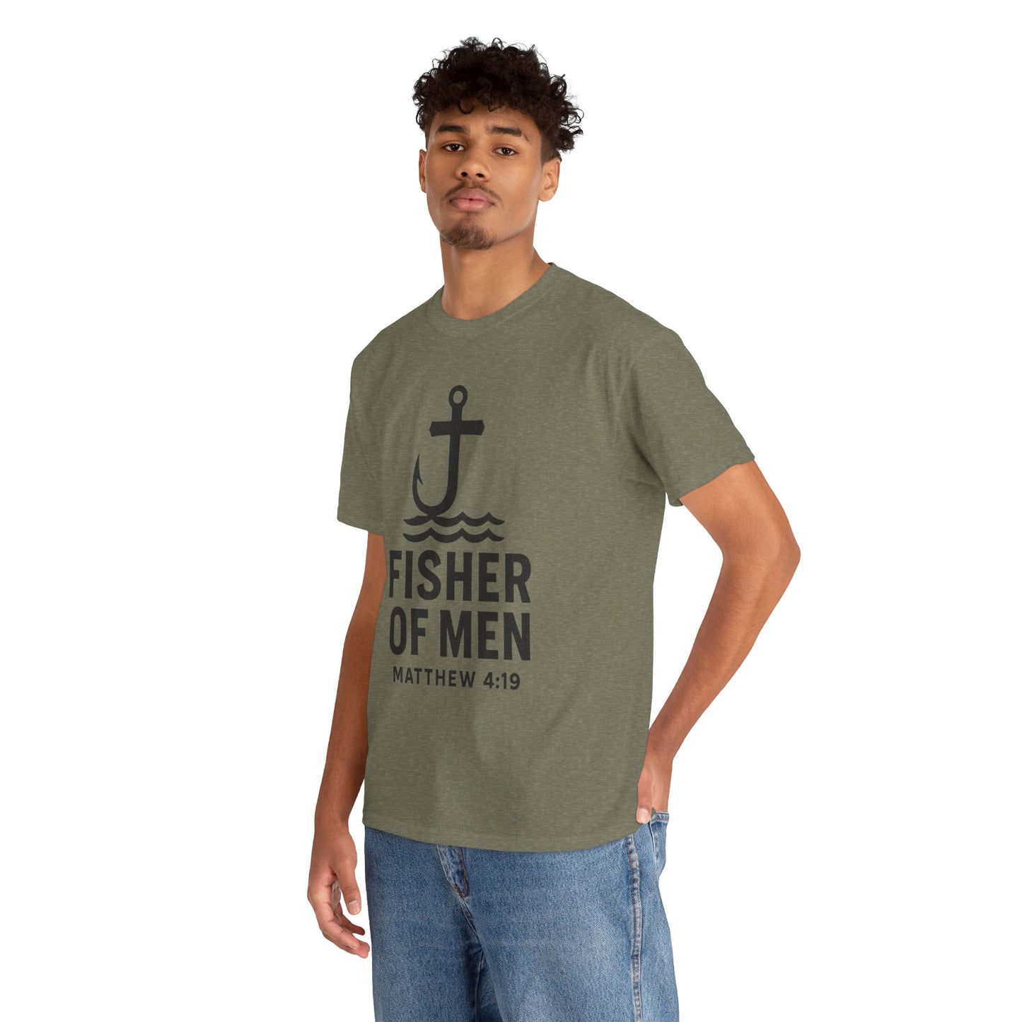 Fisher of Men Unisex Heavy Cotton Tee - Inspirational Gift, Casual Wear, Christian Faith Shirt, Lightweight Comfort, Everyday Style