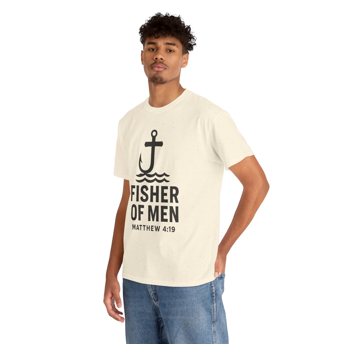 Fisher of Men Unisex Heavy Cotton Tee - Inspirational Gift, Casual Wear, Christian Faith Shirt, Lightweight Comfort, Everyday Style