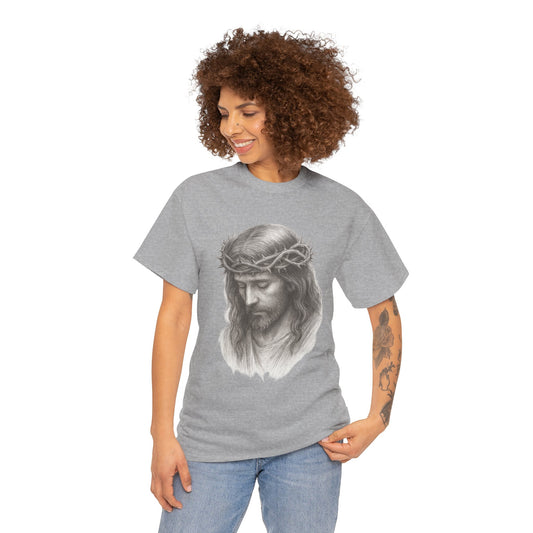 Jesus Crown of Thorns Unisex Heavy Cotton Tee, Faith T-Shirt, Christ Shirt, Religious Gift, Christian Apparel