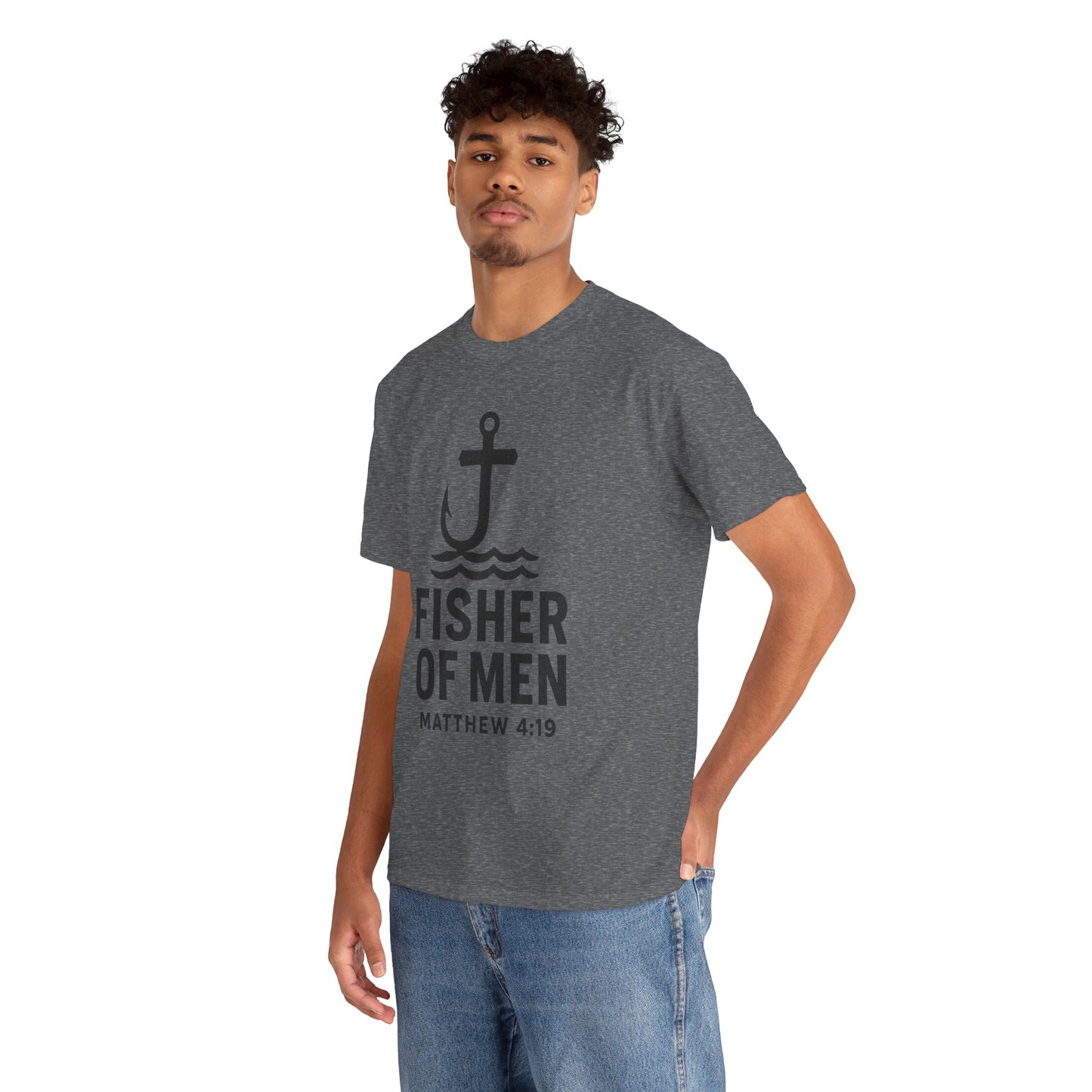 Fisher of Men Unisex Heavy Cotton Tee - Inspirational Gift, Casual Wear, Christian Faith Shirt, Lightweight Comfort, Everyday Style