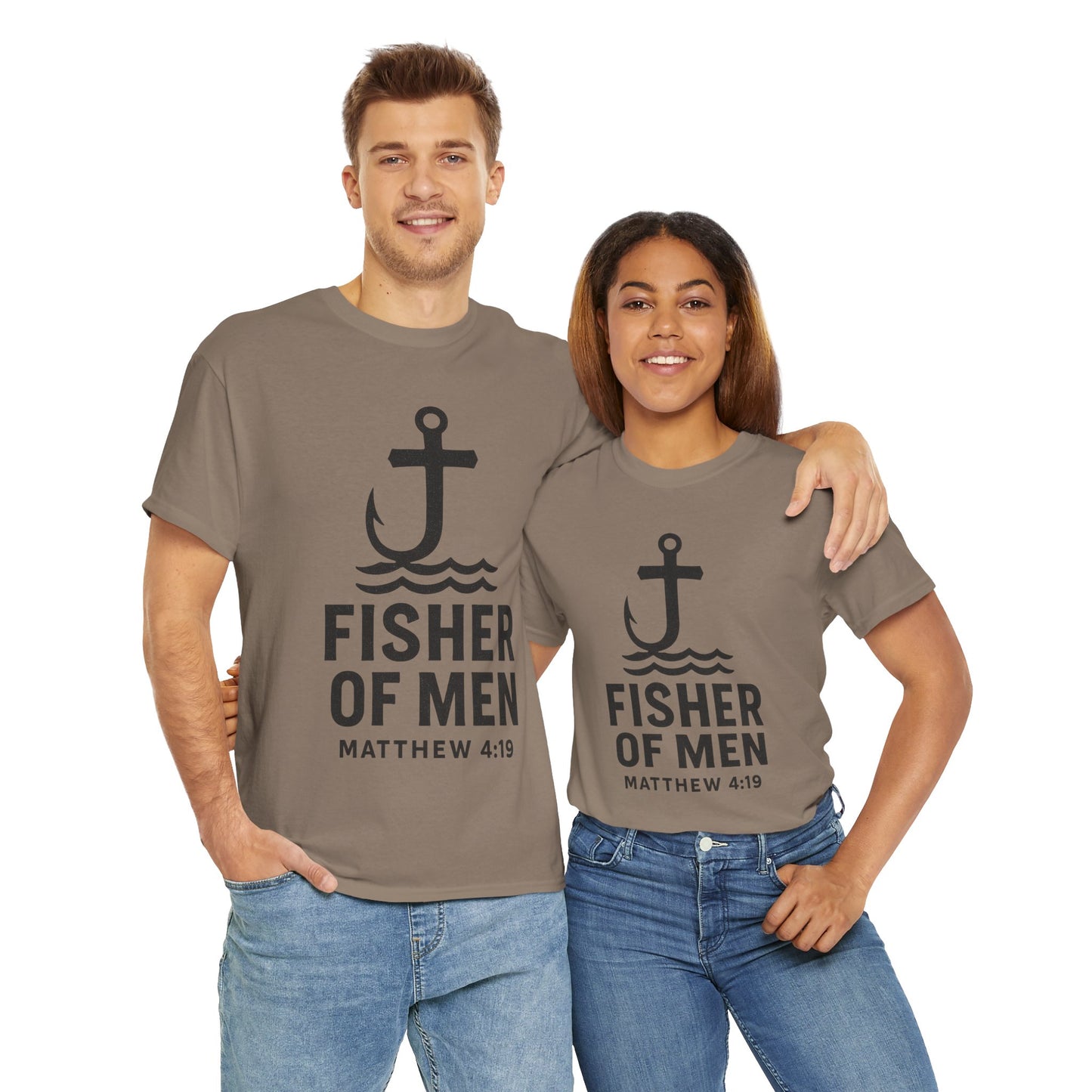 Fisher of Men Unisex Heavy Cotton Tee - Inspirational Gift, Casual Wear, Christian Faith Shirt, Lightweight Comfort, Everyday Style