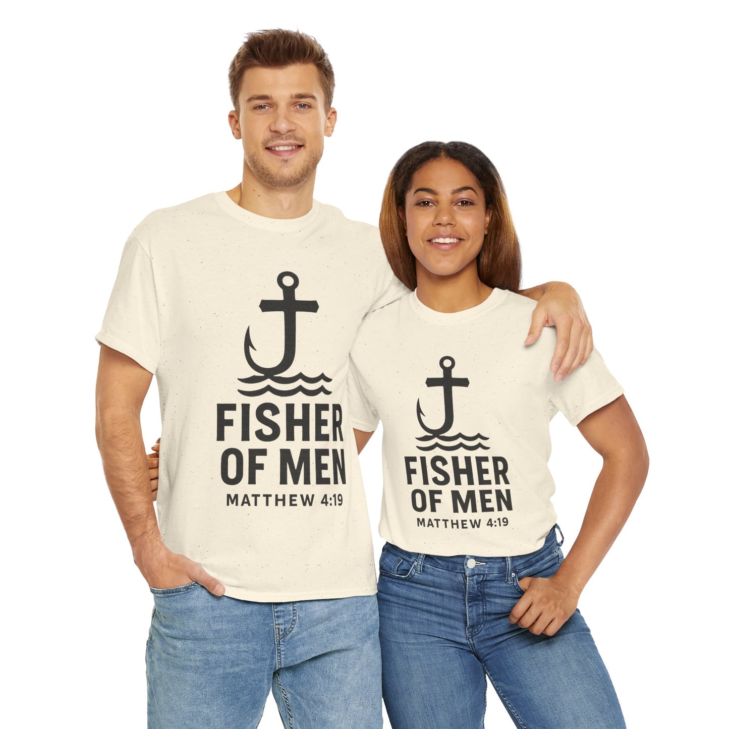 Fisher of Men Unisex Heavy Cotton Tee - Inspirational Gift, Casual Wear, Christian Faith Shirt, Lightweight Comfort, Everyday Style
