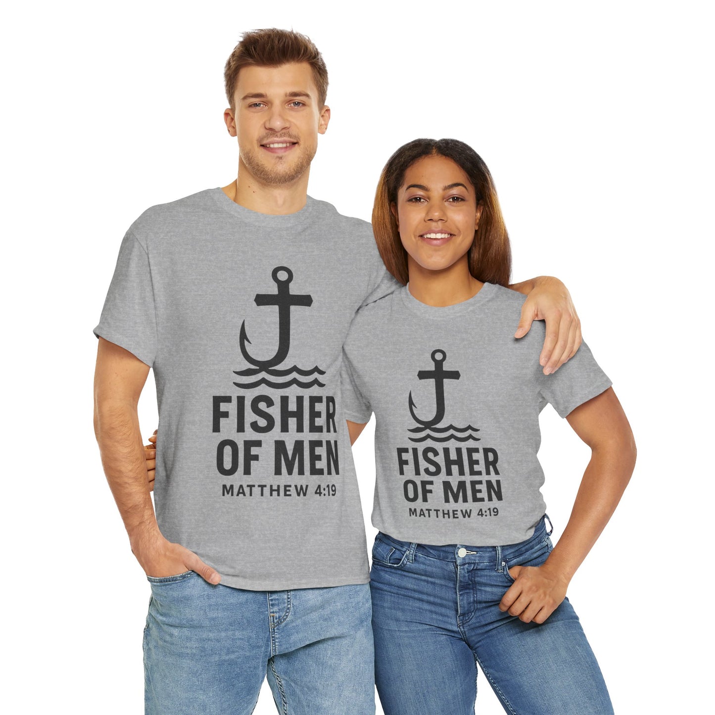 Fisher of Men Unisex Heavy Cotton Tee - Inspirational Gift, Casual Wear, Christian Faith Shirt, Lightweight Comfort, Everyday Style