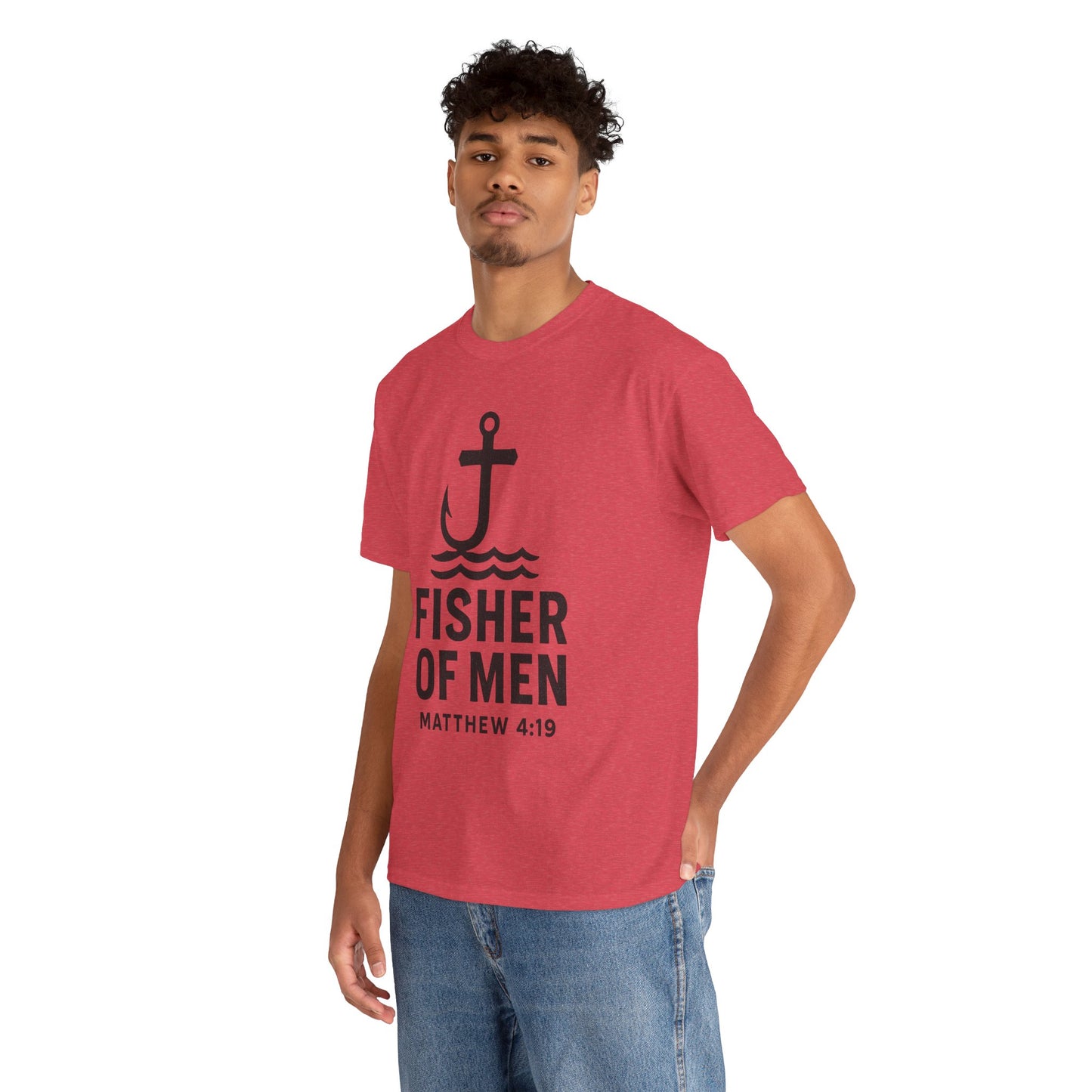 Fisher of Men Unisex Heavy Cotton Tee - Inspirational Gift, Casual Wear, Christian Faith Shirt, Lightweight Comfort, Everyday Style