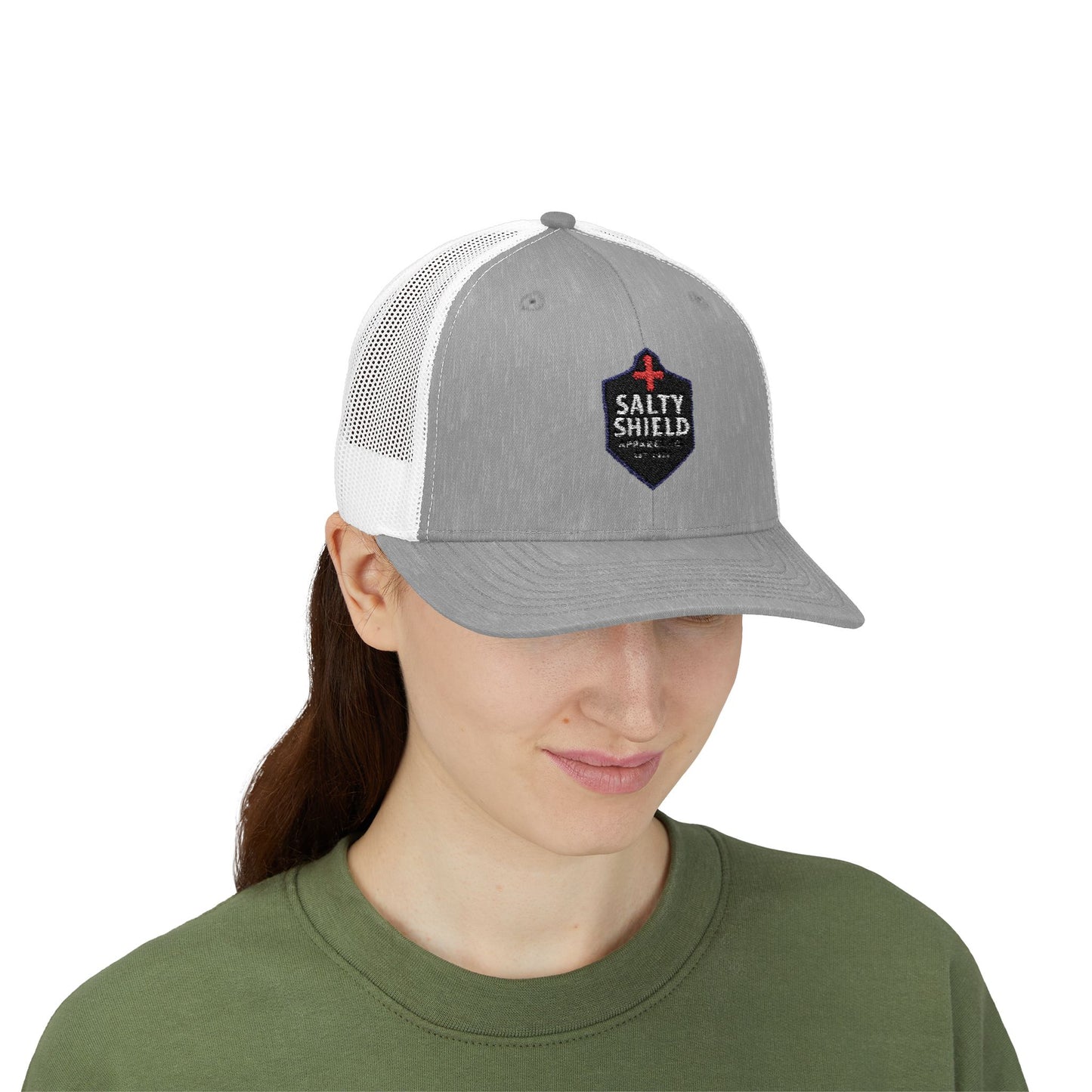 Salty Shield Snapback Trucker Cap - Stylish Headwear for Beach Lovers, Outdoor Adventures, Summer Fashion, Gifts for Him/Her