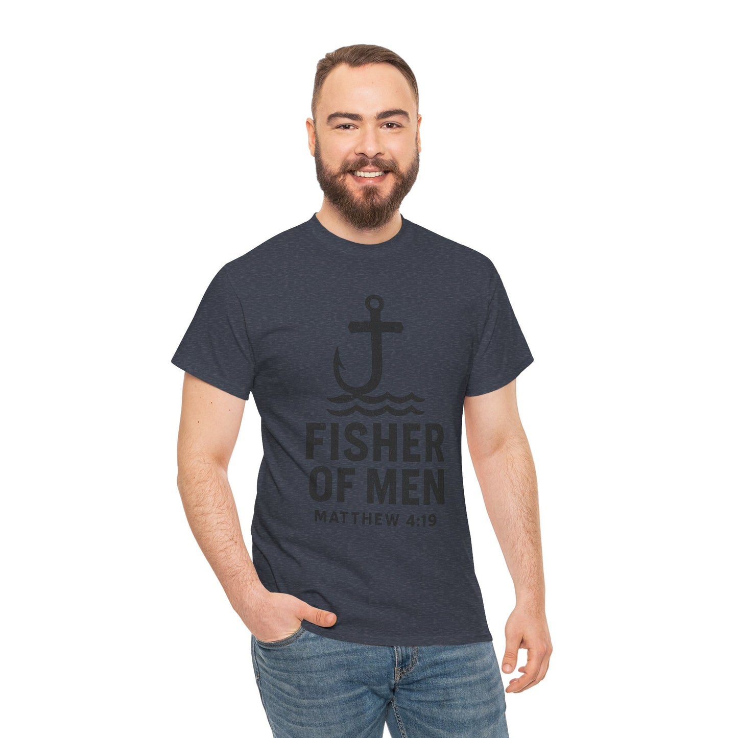 Fisher of Men Unisex Heavy Cotton Tee - Inspirational Gift, Casual Wear, Christian Faith Shirt, Lightweight Comfort, Everyday Style