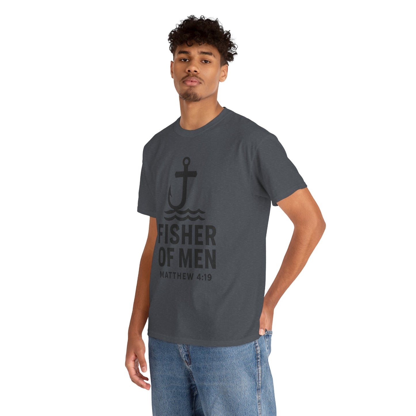 Fisher of Men Unisex Heavy Cotton Tee - Inspirational Gift, Casual Wear, Christian Faith Shirt, Lightweight Comfort, Everyday Style