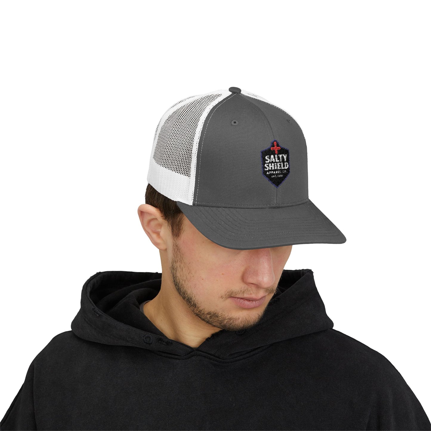 Salty Shield Snapback Trucker Cap - Stylish Headwear for Beach Lovers, Outdoor Adventures, Summer Fashion, Gifts for Him/Her