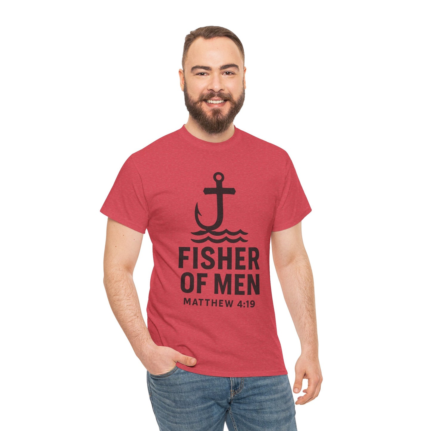 Fisher of Men Unisex Heavy Cotton Tee - Inspirational Gift, Casual Wear, Christian Faith Shirt, Lightweight Comfort, Everyday Style